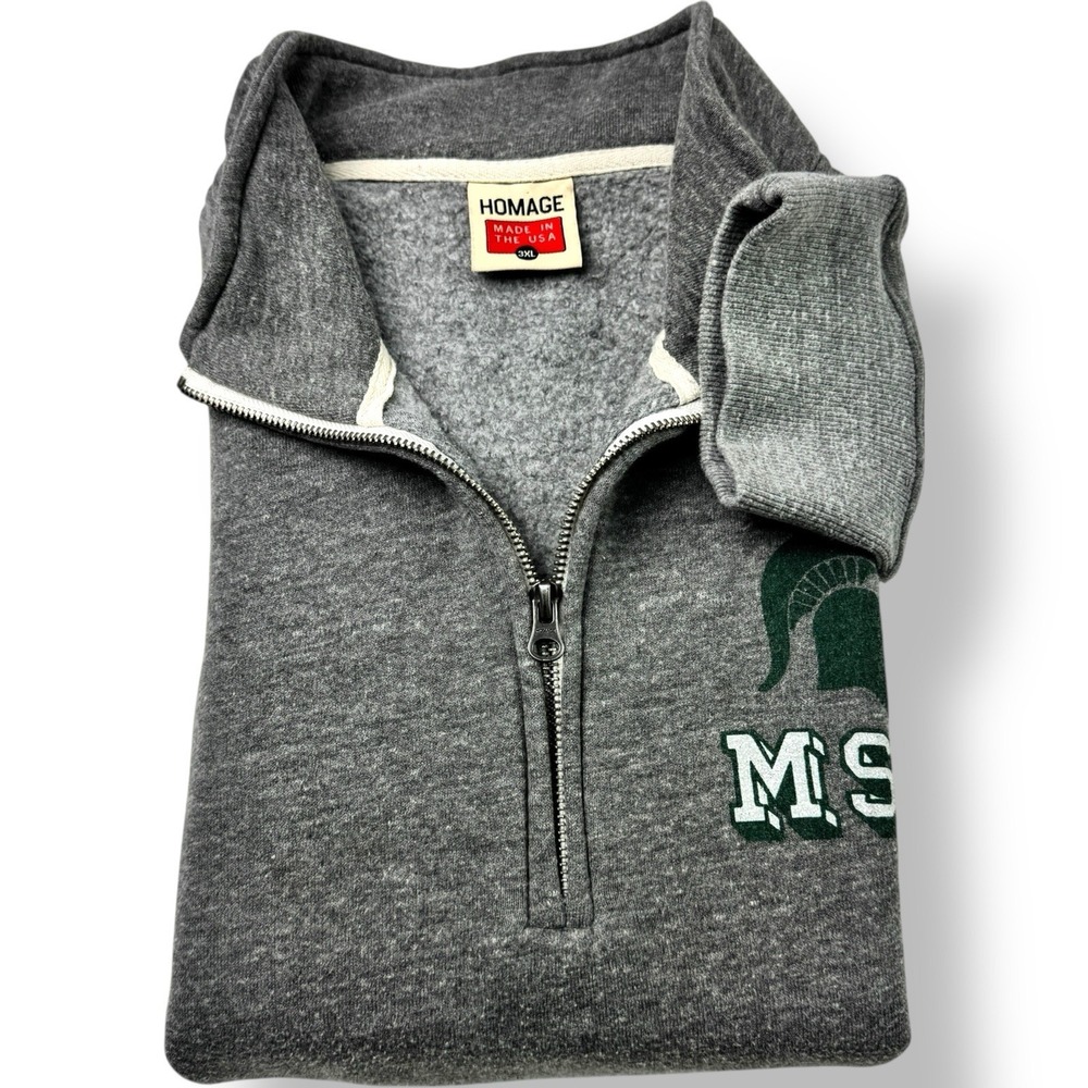 Homage Gray ¼ Zip Pullover Sweater Michigan State Spartans Men's‎ Size 3XL USA